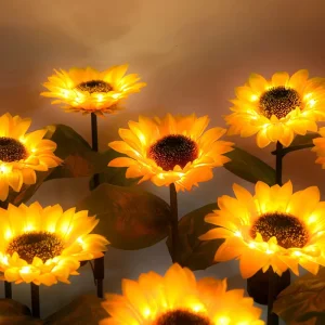 Solar 3 Head Sunflower Simulation Garden Lights Outdoor LED Garden Park Decoration Solar Flower