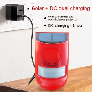 Solar ABS Anti Theft Strobe Alarm Light Outdoor Waterproof Human Body Induction Remote 5 8m Detection Field Farm Orchard