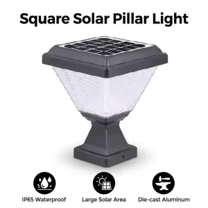 Solar Aluminum Outdoor Garden Pillar Light Warm Cold White IP65 LED