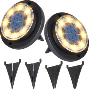 Solar American Style Solar Lights Outdoor Waterproof 2 in 1 Ground Disk Landscape Lights Warm White for Garden