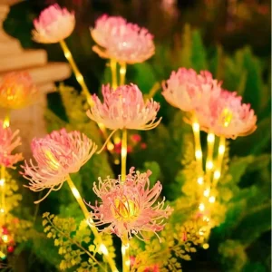 Solar Artificial Spider Lily Flower LED Garden Decoration Light Copper Wire Ground-Insert 65cm Button Control Outdoor Lighting