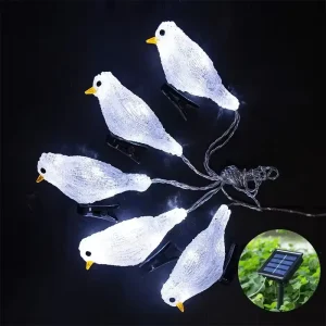 Solar Battery Box USB Powered Outdoor 5pcs Acrylic Bird String Decoration LED Light Patio Yard Pathway Lamp