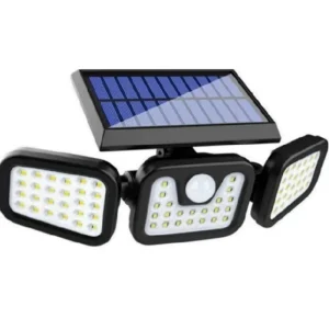 Solar Battery Outdoor Motion Sensor Light 3 Heads 74LED IP54 Waterproof Rechargeable 270 Wide Angle 3 Modes Flood Wall Small