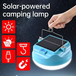 Solar Battery Rechargeable LED Camping Lamp with Emergency Light