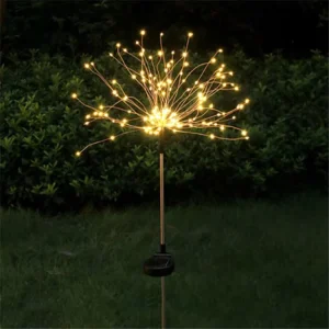 Solar Bollard Light Decorative Solar Powered Stake Landscape DIY Flowers Fireworks Walkway Outdoor Landscape LED Garden Lights