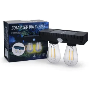 Solar Bulb Lights Outdoor Dual Filament Lamp Motion Sensor Waterproof Wall Mounted for Garden Porch Patio Fence Warm LED Decor