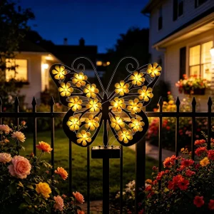 Solar Butterfly Wall Sconce Outdoor Ambient Decor Wall Lamp for Villa Garden Courtyard Landscape