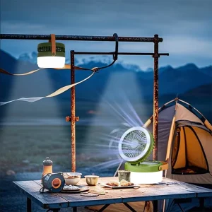 Solar Camping Fan Light Rechargeable Outdoor Multifunctional Portable Tent Emergency Lamp