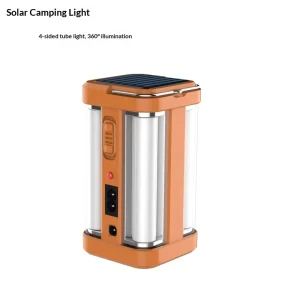 Solar Camping Lantern 4-Side LED Emergency Rechargeable USB 220V 7.2W Portable Tent Lamp for Outdoor Hiking