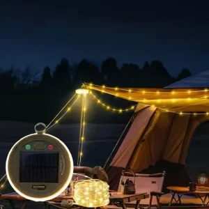 Solar Camping Light Portable Atmosphere Lamp Magnetic Stowable Fairy Light Emergency for Outdoor Hiking Travel Fishing Rv