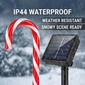 Solar Christmas Candy Cane LED String Light Multi Function IP65 Waterproof Outdoor Garden Passage Courtyard Lawn Decoration