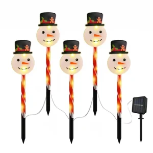 Solar Christmas Light Lawn Decoration Solar Garden Lights Christmas Pentagram Santa Clauses Star Candy Canes Stake Light