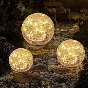 Solar Crack Decorative Light Ball Outdoor IP65 Color Garden Waterproof Glass Ball Lawn Insert Lights