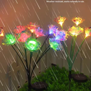 Solar Crystal Rose Garden Lamp Waterproof Luminous Road & Lawn Decorative Outdoor Lighting