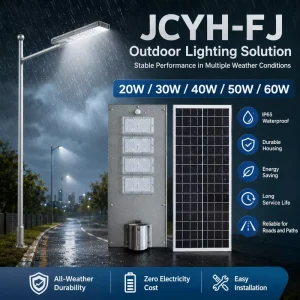 Solar DC LED Road Street Light IP66 CCC CE RoHS Certified Lifepo4 Battery Aluminum 5 Year Warranty 120 Beam Angle 60W