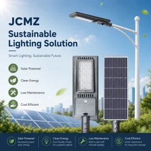 Solar DC LED Street Light IP66 CCC CE RoHS Certified Lifepo4 Battery Aluminum Plastic Shade 5-Year Warranty Highway Road Garden