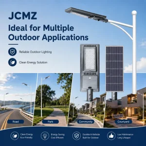 Solar DC LED Street Light IP66 CCC CE RoHS Certified Lifepo4 Battery Aluminum Plastic Shade 5-Year Warranty Road