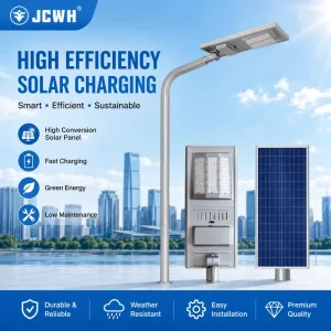 Solar DC LED Street Light IP66 CCC CE RoHS Certified Lifepo4 Battery Aluminum Road Garden Wall Mount Multi-Color