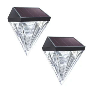 Solar Deck Lights Outdoor LED Step Fence Patio Wall Lights Diamond Shaped Garden Decoration Lighting