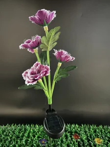 Solar Energy Multicolor Changing AA Battery Operated Fiber Optic Landscape Garden Lamp IP65 Artificial Peony Flower Thanksgiving