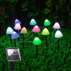 Solar F5 Flexible Mushroom Light String 12 LED 8 Modes Waterproof Outdoor Garden Party Fairy Decor Lamp