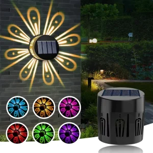 Solar Fence Lights Outdoor Decorative Outside Garden Waterproof Steps Plum Blossom Shadow Decoration Light for Wall Patio
