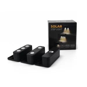 Solar Fence Step Lights Outdoor Warm LED Stair Lamp IP44 Waterproof Dusk Sensor Rechargeable Easy Installation for Garden Wall