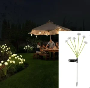 Solar Fiber Optic Jellyfish Light IP65 Outdoor Ground Stake Lamp for Courtyard Balcony Villa Park Christmas Party Decor