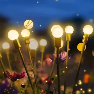 Solar Firefly LED Light 6 8 10 IP65 Waterproof Outdoor Garden Stake Lights with 360 Beam Angle and Dimmable Feature