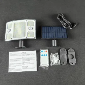 Solar Flood LED Wall Lamp Powered Garden Lights Outdoor Yard Decor Garage Light With Remote Control Security Flood Waterproof