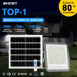 Solar Flood Light 100W 200W 300W LED Solar Flood Light Outdoor IP67 Waterproof Iron Glass Solar Spotlight Garden Yard