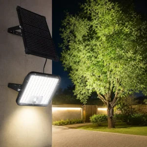 Solar Flood Lights 3-Years Warranty Outdoor IP65 Rating 160LM/W Security Wall Light 10W 30W 60W Dusk to Dawn with Remote Control