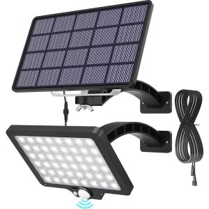 Solar Flood Lights Outdoor Security Light IP65 Waterproof Motion Sensor Dusk Dawn 120 Degree Adjustable Angle Rechargeable 6000K