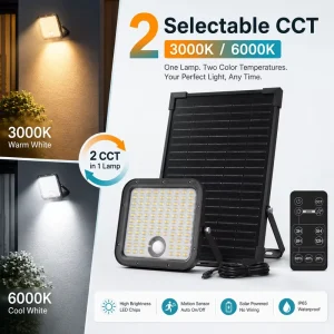Solar Flood Lights Outdoor Waterproof 4800LM Super Bright Motion Sensor Security Light with Remote for Garden Garage