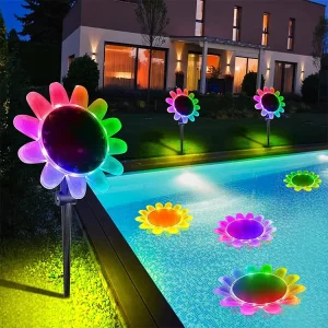 Solar Flower Color Lawn Lights LED Remote Dimming Square Garden Villa Pool Hotel Landscape Garden Festival Decorative Lights