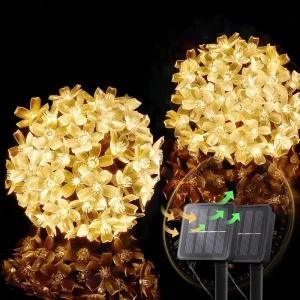 Solar Flower Strings Lights Outdoor Lawn Patio Holiday Sakura Decoration Solar Fairy Lights Cherry Blossoms String Lights
