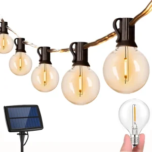 Solar G40 String Light 20ft Outdoor Waterproof Led Decorative Lights 20ft Christmas 12+1 Bulb String Lights Hot Selling