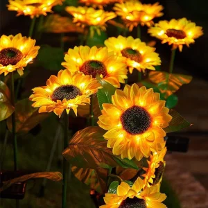 Solar Garden Lamp Outdoor Rainproof Sunflower Landscape Light LED Solar Ground Stake Lamp for Garden Courtyard Lawn Decoration