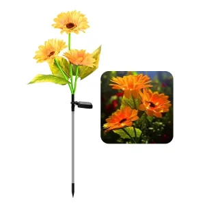 Solar Garden Lamp with IP65 Waterproof Rechargeable Battery LED Sunflower Design and Light Sensor Control