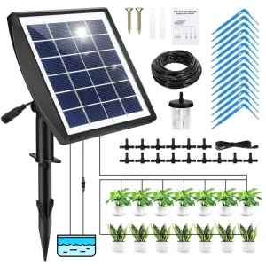 Solar Garden Light Automatic Plant Watering Device Timed DIY 15 Pots Drip Irrigation System Kit Outdoor Landscape Balcony Decor