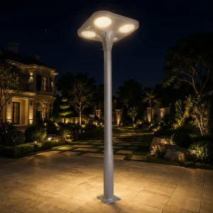 Solar Garden Light Outdoor IP65 Waterproof LED Courtyard Lamp 3-Head Mushroom Post Light CE RoHS 3000K-6500K OEM ODM