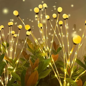Solar Garden Light Outdoor Waterproof, Solar Yard Decoration Light, Big Bulb, Swaying Firefly Light for Patio, Pathway Decor
