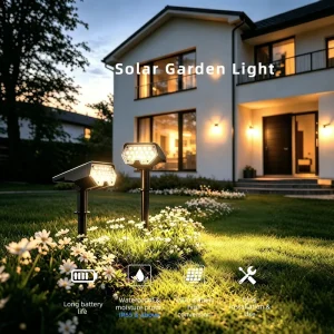 Solar Garden Lights Outdoor IP65 Waterproof LED Point Light Light Sensor Li-ion Battery 60° Beam Angle 6-12 Hours Working Time