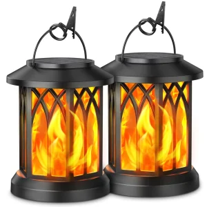 Solar Garden Lights Outdoor Waterproof Hanging Flickering Flame LED Solar Lantern Lamp for Home Patio Yard Decoration