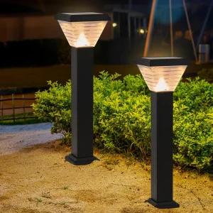 Solar Garden Lights Outdoor Waterproof IP65 3.7W LED Lawn Lamp 245mm ABS Bollard Landscape Path Lighting for Yard