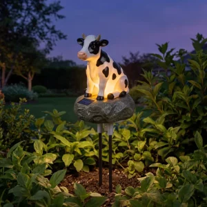 Solar Garden Lights Resin Cow Decorative Garden Stake for Home and Garden Decoration Waterproof