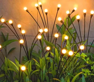 Solar Garden Lights Wind Swaying Outdoor Yard Patio Pathway Decoration High Flexibility Iron Construction Warm White (4