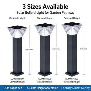 FactoryOutdoor Solar LED Garden Bollard IP65 Waterproof Dual Color Temperature Path Lamp Aluminum Housing Villa Courtyard