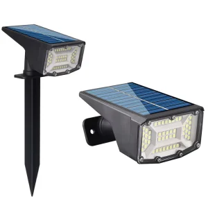 Solar Garden Spike Light 50 SMD LED Outdoor Flood Spotlight IP65 3 Modes 100W-equivalent Brightness for Yard, Path, Wall