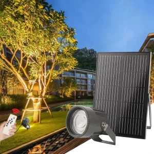 Solar Garden Spotlight RGB Color Changing Landscape Path Light IP67 Waterproof Outdoor Wall and Ground Mount